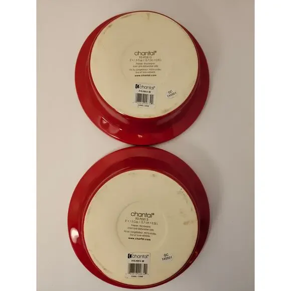 Chantal Individual Easy As Pie-Dish NWT 5" Red Fluted Edge Set Of 2 Stoneware - Picture 2 of 11